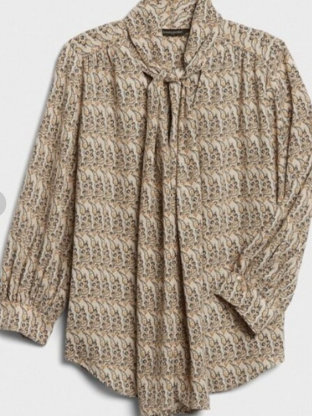 Banana Republic Paisley Tie Neck Long Sleeve Blouse Size M - Picture 4 of 10